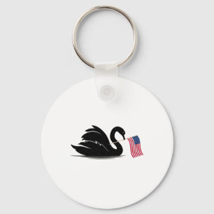 Patriotic Swans Carrying Flag Usa 4th Of July Amer Key Ring