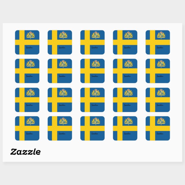 Patriotic Sweden & Swedish flag, holiday / sports Square Sticker (Sheet)