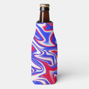 Patriotic Swirl: Red White and Blue Marble, Bottle Cooler