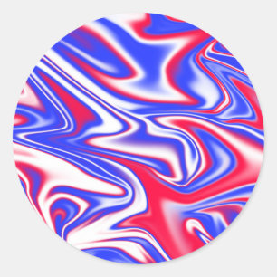 Patriotic Swirl:  Red White and Blue Marble, Classic Round Sticker