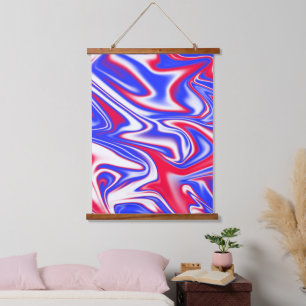 Patriotic Swirl: Red White and Blue Marble, Hanging Tapestry