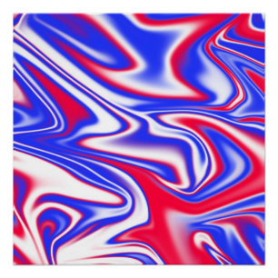 Patriotic Swirl:  Red White and Blue Marble, Poster