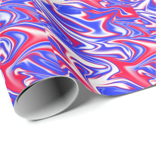 Patriotic Swirl: Red White and Blue Marble, Wrapping Paper