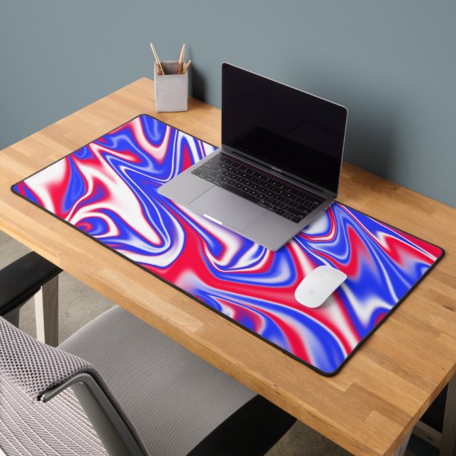 "Patriotic Swirl: The Red, White, and Blue Marble" Desk Mat (Office 2)