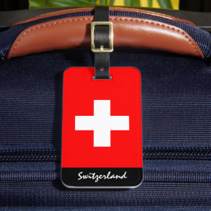 Patriotic Switzerland Luggage Tags, Swiss Flag Tag