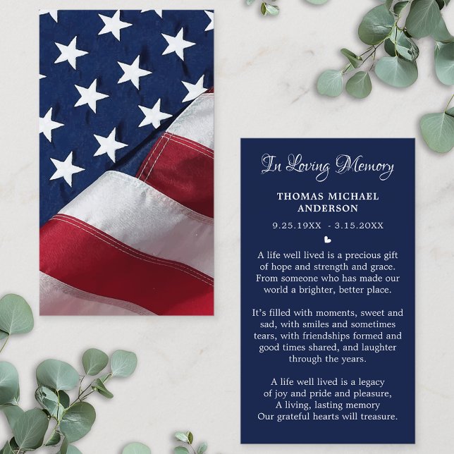 Patriotic Sympathy Funeral Memorial Prayer Card (Creator Uploaded)