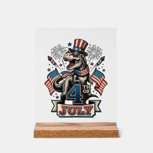 Patriotic T-Rex 4th of July Vintage Shirt Design_1 Acrylic Sign