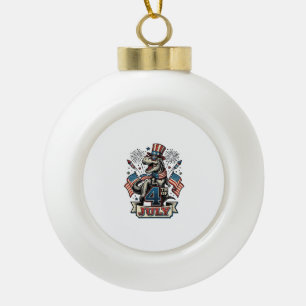 Patriotic T-Rex 4th of July Vintage Shirt Design_1 Ceramic Ball Christmas Ornament