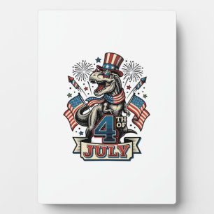 Patriotic T-Rex 4th of July Vintage Shirt Design_1 Plaque