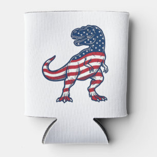 Patriotic T-Rex American Flag Dinosaur Design_1 Can Cooler