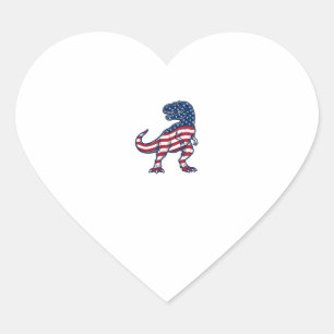 Patriotic T-Rex American Flag Dinosaur Design_1 Heart Sticker