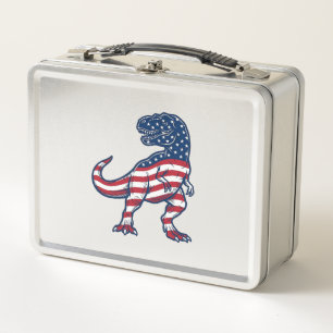 Patriotic T-Rex American Flag Dinosaur Design_1 Metal Lunch Box