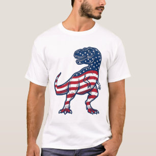 Patriotic T-Rex American Flag Dinosaur Design_1 T-Shirt