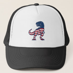 Patriotic T-Rex American Flag Dinosaur Design_1 Trucker Hat