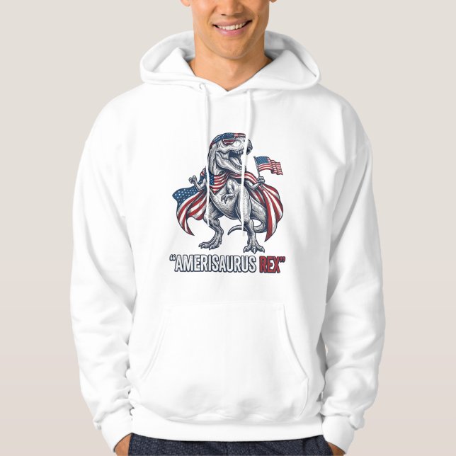 Patriotic T-Rex Amerisaurus Rex White Shirt Design (Front)