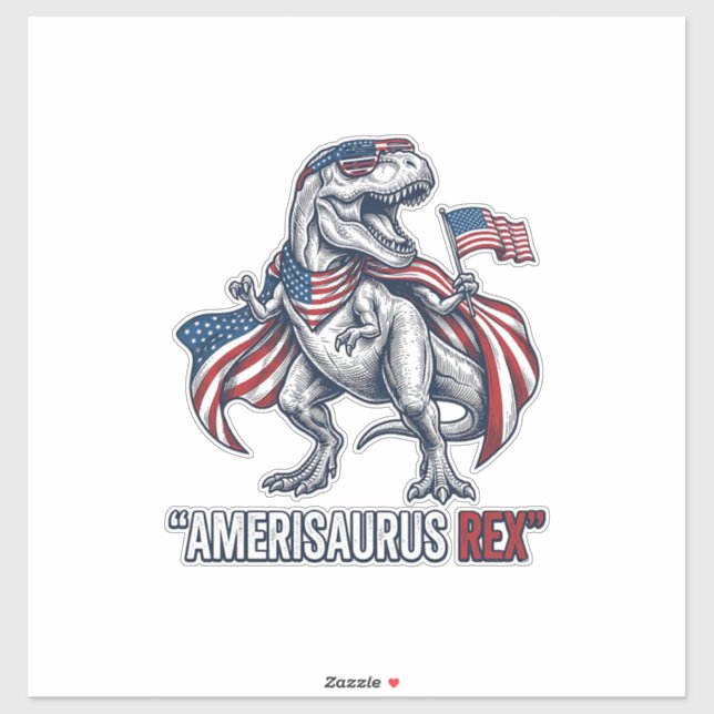 Patriotic T-Rex Amerisaurus Rex White Shirt Design (Sheet)