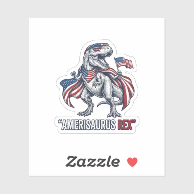 Patriotic T-Rex Amerisaurus Rex White Shirt Design (Sheet)