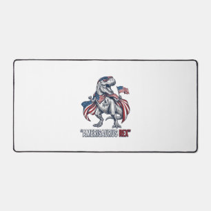 Patriotic T-Rex Amerisaurus Rex White Shirt Design Desk Mat
