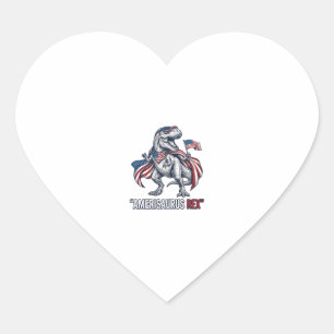 Patriotic T-Rex Amerisaurus Rex White Shirt Design Heart Sticker