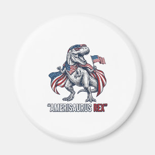 Patriotic T-Rex Amerisaurus Rex White Shirt Design Magnet