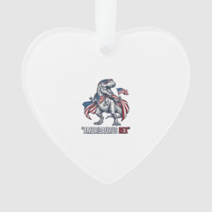 Patriotic T-Rex Amerisaurus Rex White Shirt Design Ornament