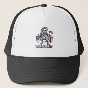 Patriotic T-Rex Amerisaurus Rex White Shirt Design Trucker Hat