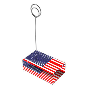 Patriotic table card holder with American flag