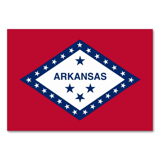 Patriotic table card with Flag of Arkansas (Front)