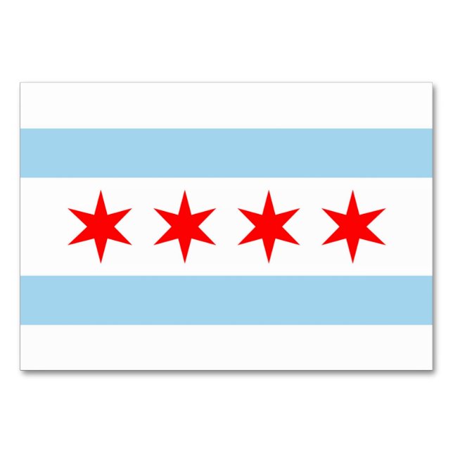 Patriotic table card with Flag of Chicago (Front)