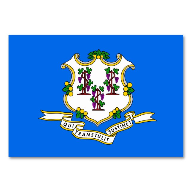 Patriotic table card with Flag of Connecticut (Front)