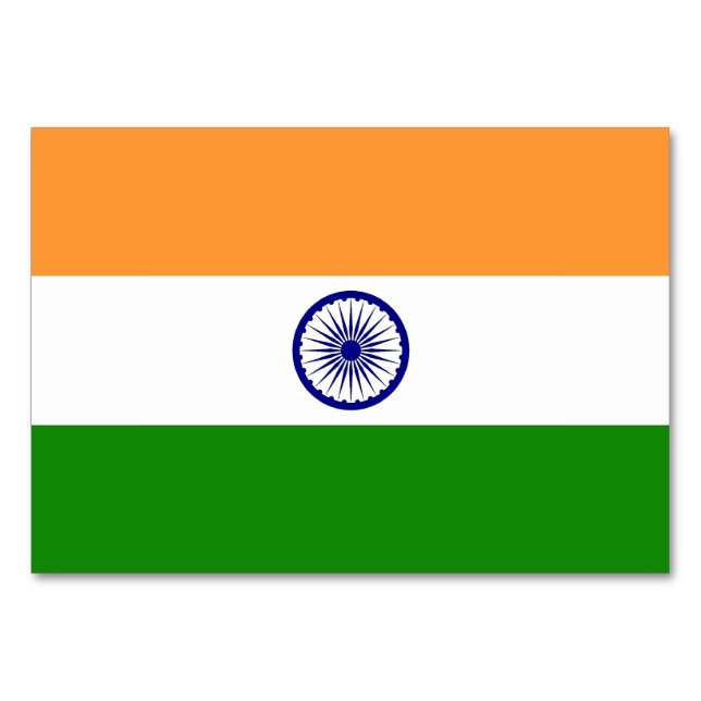 Patriotic table card with Flag of India (Back)