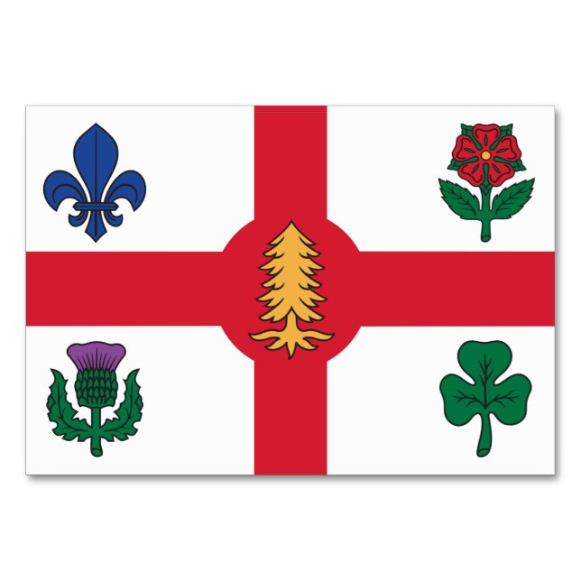 Patriotic table card with Flag of Montreal (Front)