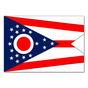 Patriotic table card with Flag of Ohio