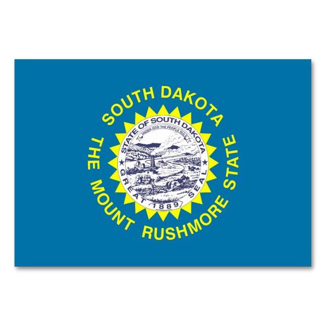 Patriotic table card with Flag of South Dakota (Back)