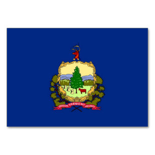 Patriotic table card with Flag of Vermont