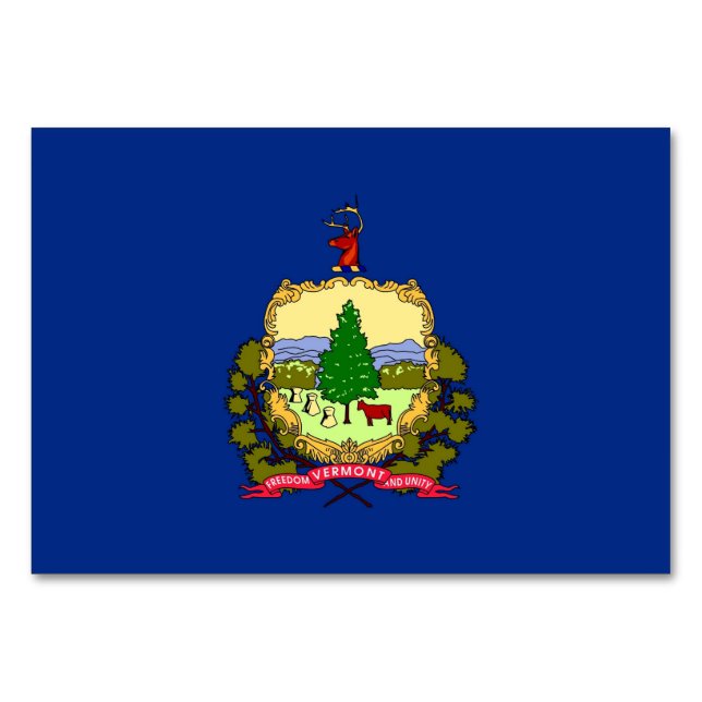 Patriotic table card with Flag of Vermont (Back)