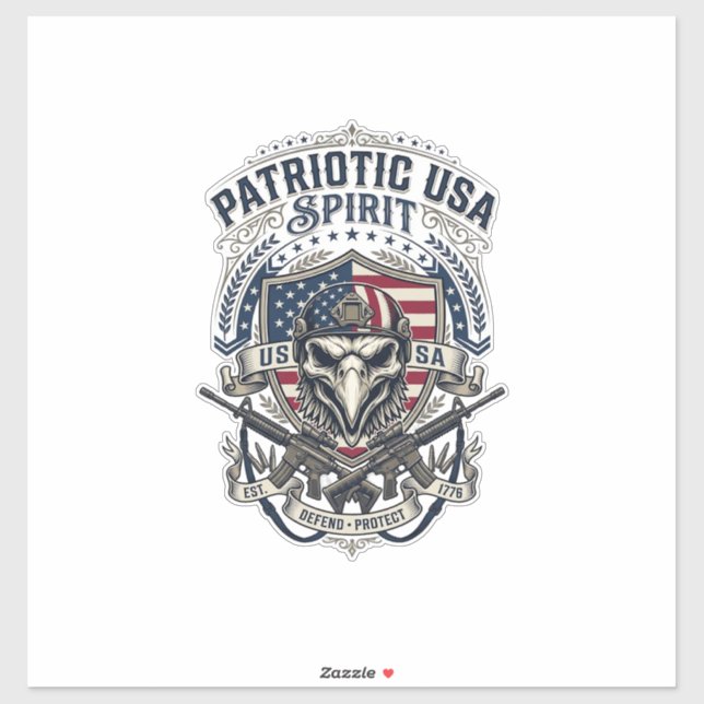 Patriotic Tactical Eagle Skull Military Inspired S (Sheet)