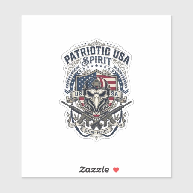 Patriotic Tactical Eagle Skull Military Inspired S (Sheet)