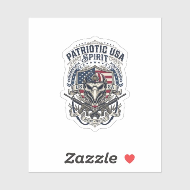 Patriotic Tactical Eagle Skull Military Inspired S (Sheet)