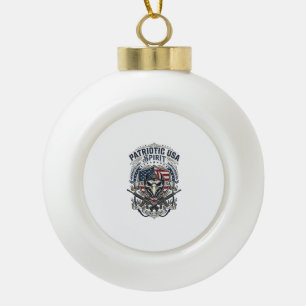 Patriotic Tactical Eagle Skull Military Inspired S Ceramic Ball Christmas Ornament