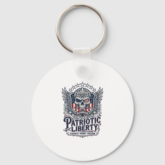 Patriotic Tactical Eagle Skull Military Inspired S Key Ring (Front)