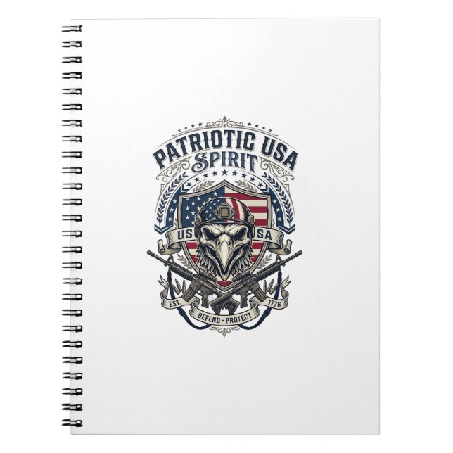 Patriotic Tactical Eagle Skull Military Inspired S Notebook (Front)