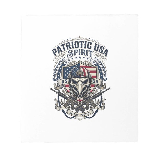Patriotic Tactical Eagle Skull Military Inspired S Notepad (Front)