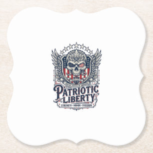 Patriotic Tactical Eagle Skull Military Inspired S Paper Coaster