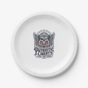 Patriotic Tactical Eagle Skull Military Inspired S Paper Plate
