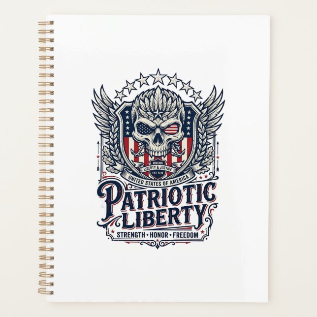 Patriotic Tactical Eagle Skull Military Inspired S Planner (Front)