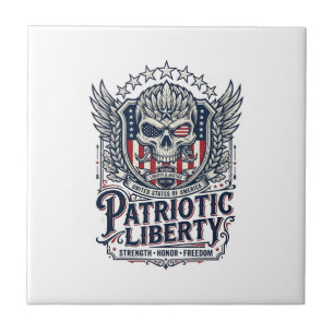Patriotic Tactical Eagle Skull Military Inspired S Tile