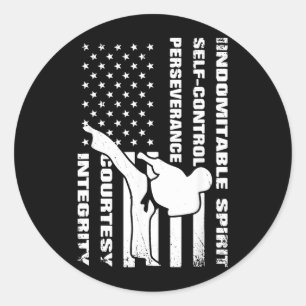Patriotic Taekwondo Tenets Classic Round Sticker