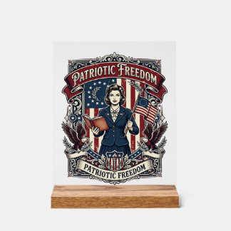 Patriotic Teacher Vector Graphic Tee_1 Acrylic Sign