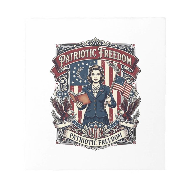 Patriotic Teacher Vector Graphic Tee_1 Notepad (Front)